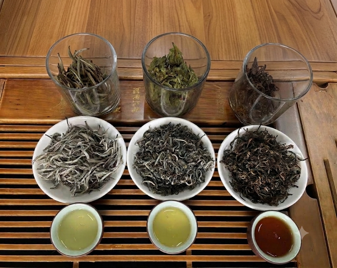 So sánh trà xanh bạch trà và hồng trà Shan Tuyết